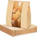 50 Pack Paper Bread Bags for Homemade Bread, 7x311 Inches Resealable Tin Tie Tab Bakery Bags with Window for Round Sourdough, Cookies, Loaves, Bagels