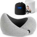 Ostrichpillow Go Neck Pillow, Travel Pillows for Airplanes, Premium Memory Foam Travel Pillow, 360 Ergonomic Design, Asymmetrical Sides, Travel Bag Included, Washable Modal Cover (Onesize, Midnight Gray)