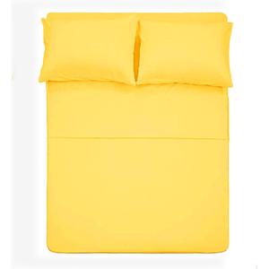 Best Season Cotton Queen Size Bed Sheets Set (Yellow Color) 4 Piece - 100% Cotton Sheet Sets with Envelope Pillow case Deep Pocket, Breathable, Durable & Easy to Clean