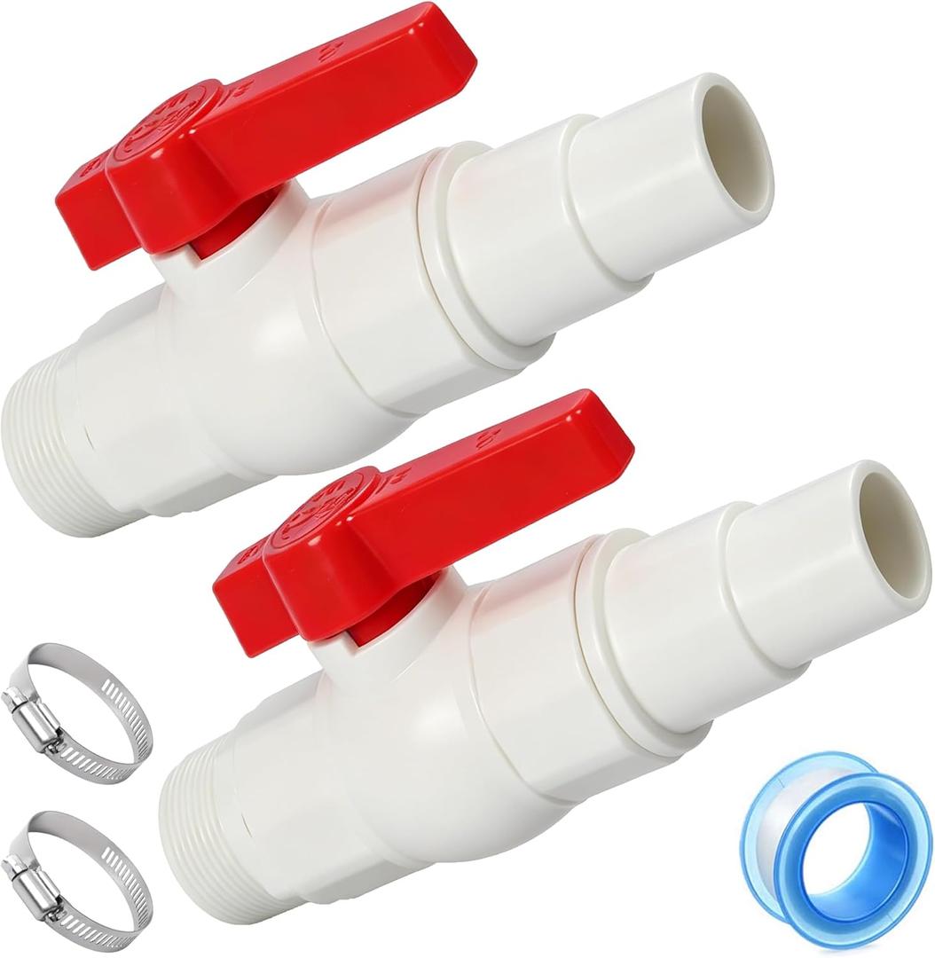 TonGass Upgraded 2-Way Ball Valve Replacement Compatible with Hayward SP0729 Econoline, 1.5" MIP x 1.5"-1.25" Hose Adapter, Heavy-Duty Pool Filter Valve for Flow Regulation & Draining - 2 Pack