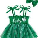 BeQeuewll Baby Girl 4th of July Outfit Newborn Smocked Romper Dress Spaghetti Straps Tutu Bodysuit Baby Outfits 3-6M