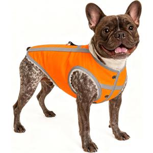 Dog Winter Coat with Fleece Lining for Small Dogs Warm Waterproof Windproof Snow Vest for Cold Weather, Reflective Blaze Orange Safety Dog Jacket, Easy-On Adjustable Fit with D Ring, M