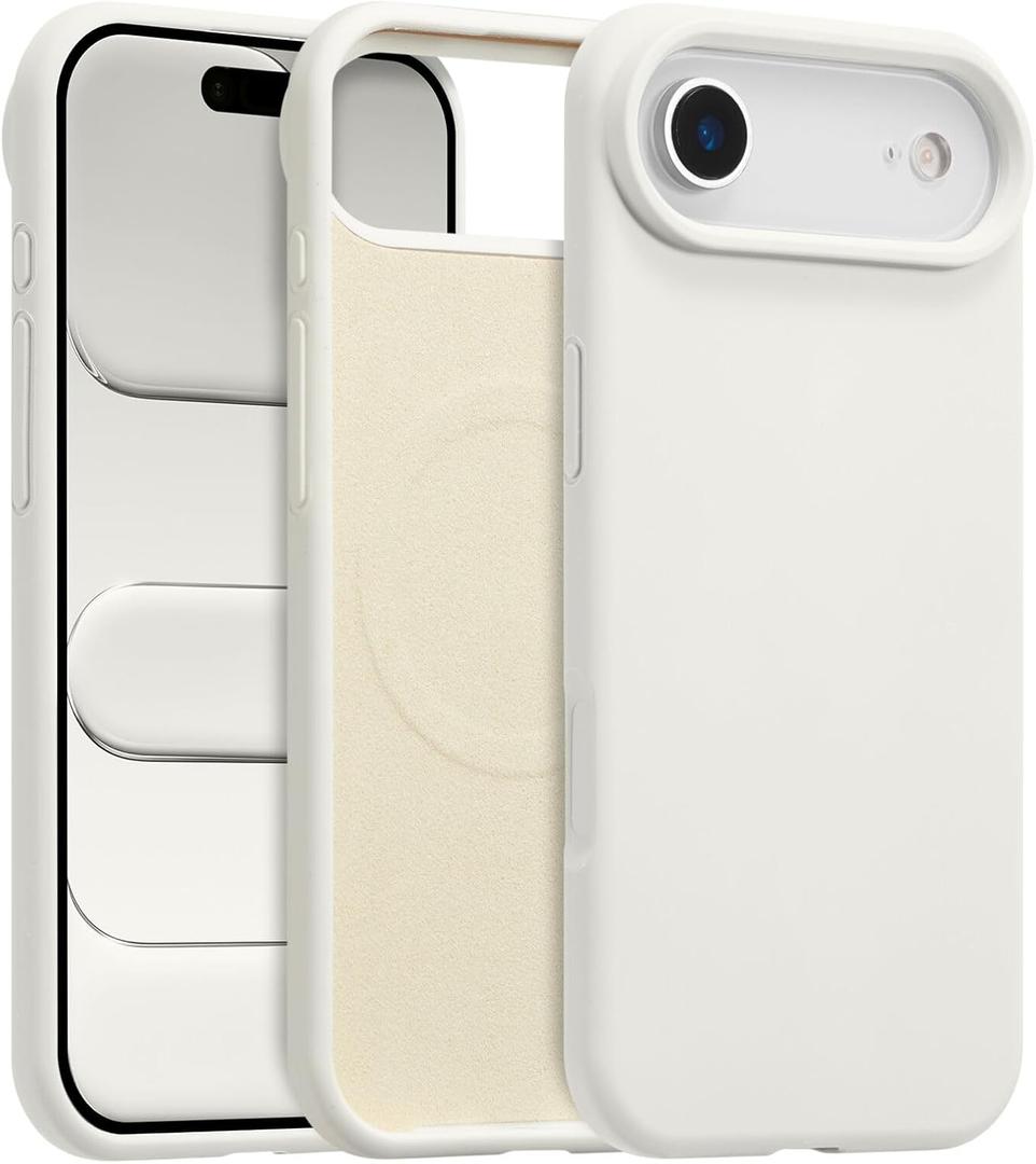 Magnetic for iPhone Air Case 6.5", Premium Liquid Silicone Case,[Compatible with Magsafe][Soft Anti-Scratch Microfiber Lining],Slim Thin Shockproof Phone Cover-White