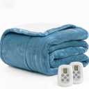 Heated Blanket Electric Blanket Queen Size 84"x90" Fast Heating Electric Blanket with Dual Control 10 Heat Levels & 10 Hours Auto-Off Overheat Protection Cozy Soft Flannel Heated Throw Blanket (Navy)