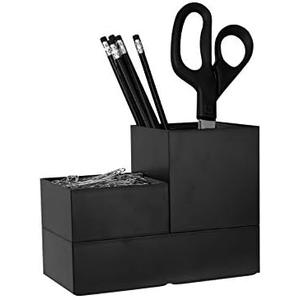 Bostitch Office Konnect Desk Organizer Accessory Tray & Storage Cup Bundle, Stacks for Desktop Storage,Makeup Organization, Black
