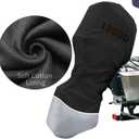 Full Outboard Motor Cover - 1200D Waterproof Boat Motor Cover with Cotton Lining, Fits 135-250 HP Outboard Engine, Heavy Duty, Silver Black