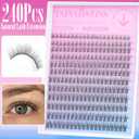 Wispy Lash Extension Kit Natural Eyelash Extension Kit C Curl Lash Clusters Kit Individual Lashes Clusters Short Eyelash Clusters 280pcs Cluster Lashes Kit with Bond and Seal and Tweezers TNFVLONEINS