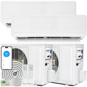 YITAHOME 18000 BTU Mini Split AC/Heating System 18 SEER2 9000 BTU*2 Set