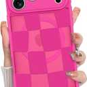 KANGHAR for iPhone 17 Pro Max Case 2025 Checkered Matte Aesthetic Cute Pattern Magnetic [Compatible with Magsafe] Slim Shockproof Full Body Protection for Girls Women -Hot Pink