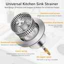 2 x 3 in 1 Kitchen Sink Drain Strainer and Stopper Combo,304 Stainless Steel Pop-up Kitchen Sink Stopper,Anti-Clog Kitchen Sink Bounce Core Strainer Basket Filter for US Standard 3-1/2'' in Drain