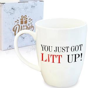 CLVJQ You Just Got Litt Up 14oz Coffee Mug, Suits TV Show Merchandise for Suits Tv Show Fans, White Elephant Christmas Birthday Funny Gifts for Adults Women Men Wife Husband Friends Coworkers Boss 2 Pack