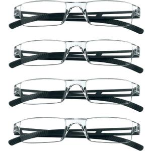 LifeArt 2/4 Pairs Reading Glasses, Blue Light Blocking Glasses, Computer Glasses for Men and Women, Rectangle Eyewear Frame