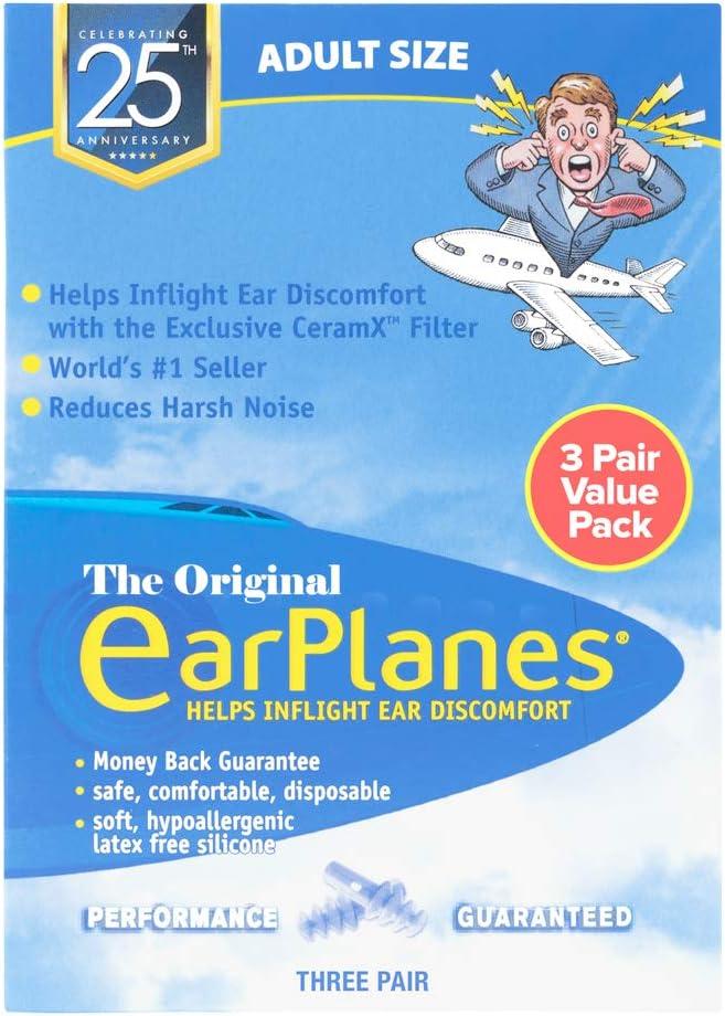 New Super Soft Adult EarPlanes Ear Plugs Airplane Travel Ear Protection 3 Pair