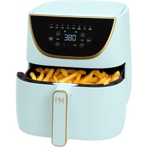 Paris Hilton Air Fryer, Large 6-Quart Capacity, Nonstick Made without PFAS, Touchscreen Display, 8-in-1 (Air Fry, Roast, Broil, Bake, Reheat, Keep Warm, Pizza, Dehydrate), Dishwasher Safe, Aqua
