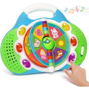 KIZZYEA Montessori Learning Toys for 1 2 3 Year Old Boys Girls, Musical Alphabet Flip Toy for Toddlers, Preschool Educational Toys with Light & Sounds, Christmas Birthday Gifts for Baby Kids