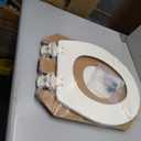 Bemis 500EC Durable Wood Toilet Seat with Easy Clean Hinges, Made in USA, Round, Biscuit