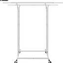 Fishat Silver Heavy Duty Double Rod Garment Clothes Rack for Hanging Clothes Chrome, Commercial Rolling Organizer Commercial Metal with Lockable Wheels Mobile for Coats Dresses