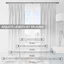 Thestoa 5/8" Diameter Splicing Curtain Rods 2 pack for Windows 30 or 46 inch, Black Curtain Rods for Bedroom, Living Room, Farmhouse, Outdoor etc.