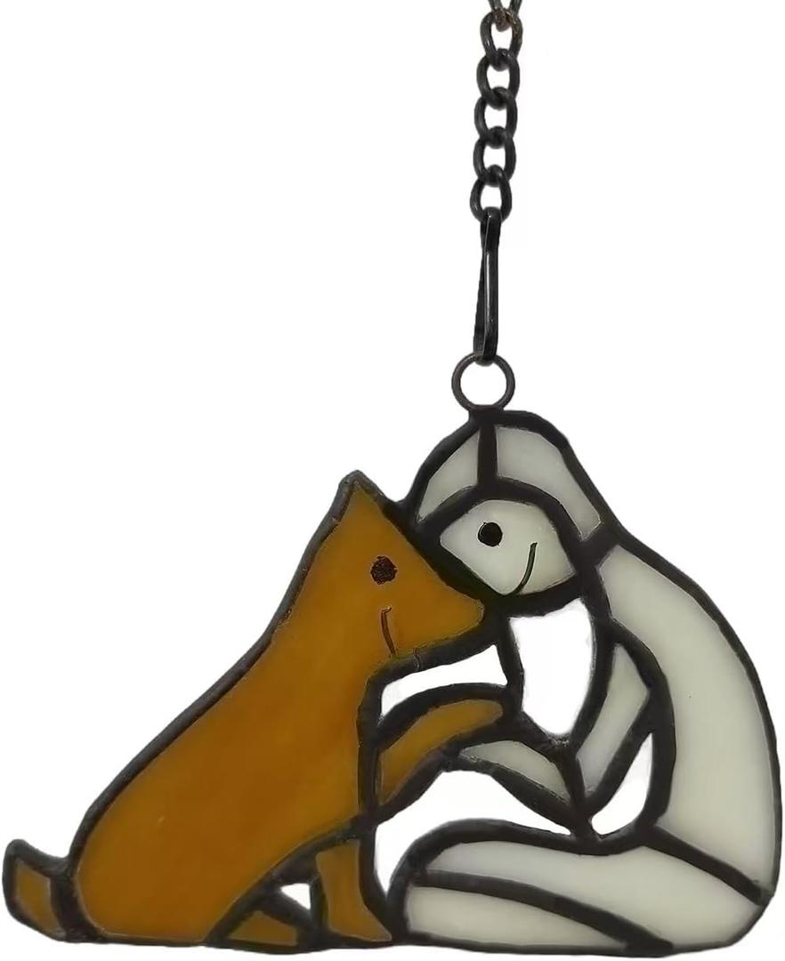 Stained Glass Window Hangings Dog Memorial Gifts for Loss of Dog, Pet Memorial Gifts for Dog Lovers, Loss of Dog Sympathy Gift, Dog Loss Memorial Gift for Women