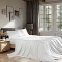 100% Egyptian Cotton Sheet Set King Size 4 Pcs Bedding Sets 1200 Thread Count 16" Deep Pocket Fitted Sheet Soft Breathable All Seaon (King, White)