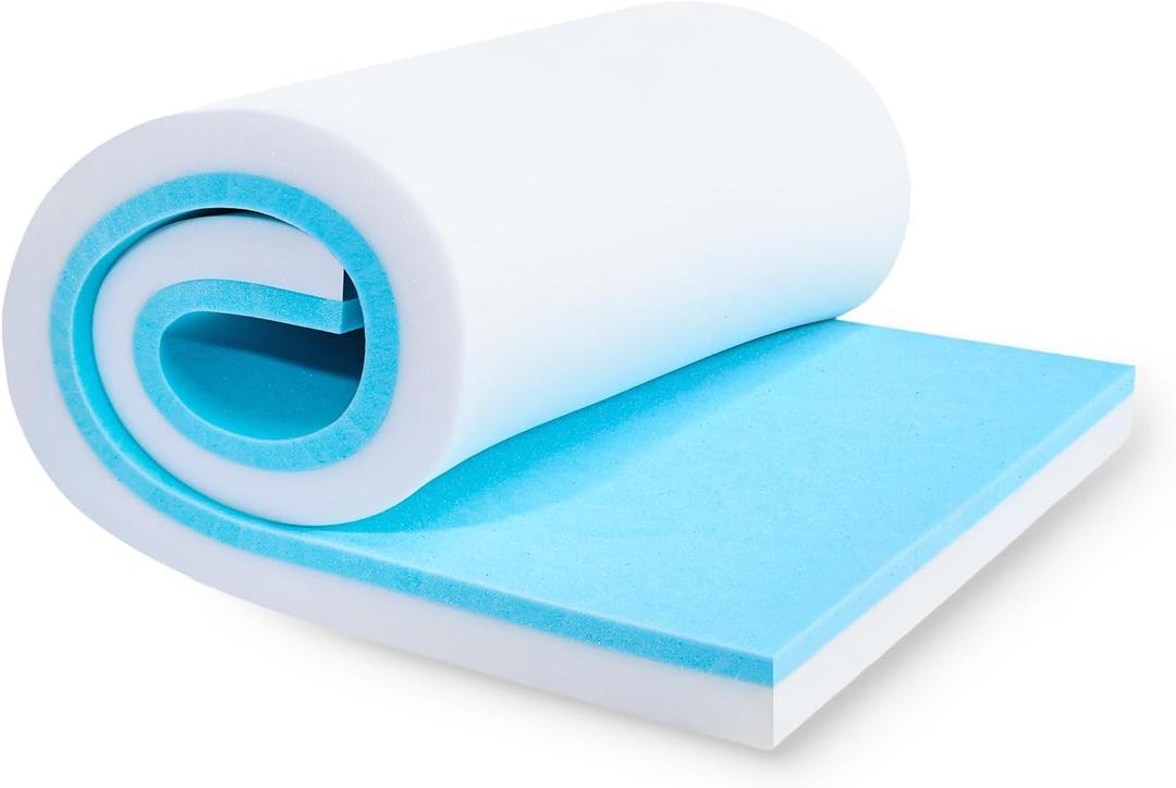 Upholstery Foam, 72" x 24" x 1" High Density Gel Memory Foam Padding Couch Cushion Support, Cut to Size Foam Replacement Pad for Sofa Sag Support