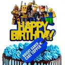 Video Game Cake Topper Decorations - Vibrant Glitter Cardboard Gamer Cake Topper, Eye-Catching Design, Firm Installation & Easy Adjusting, Sturdy Plastic Stick - Birthday Decorations for Boys & Girls