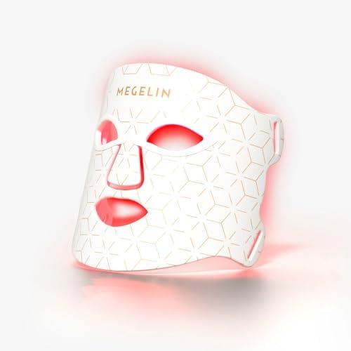 MEGELIN 7 Colors Led Light Therapy Facial Mask, Face Light Therapy Mask for Face, Reduce Wrinkles Smooth Skin, Infrared Light Skin Rejuvenation (White)