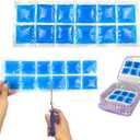 2-Pack Flexible Reusable Gel Ice Pack for Bento Lunch Box  12-Count Slim Freezer Pack, BPA-Free Leakproof Cold Pack for Kids School Lunches, Yogurt, Snacks & Coolers (2 Rows x 6 Packs) (Blue)