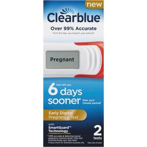 Clearblue Early Digital Pregnancy Test, Early Detection at Home Pregnancy Test, 2 Ct