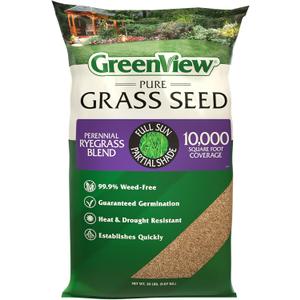 GreenView Pure Grass Seed Perennial Ryegrass Blend, 20 lb. Bag  Covers up to 10,000 sq. ft.