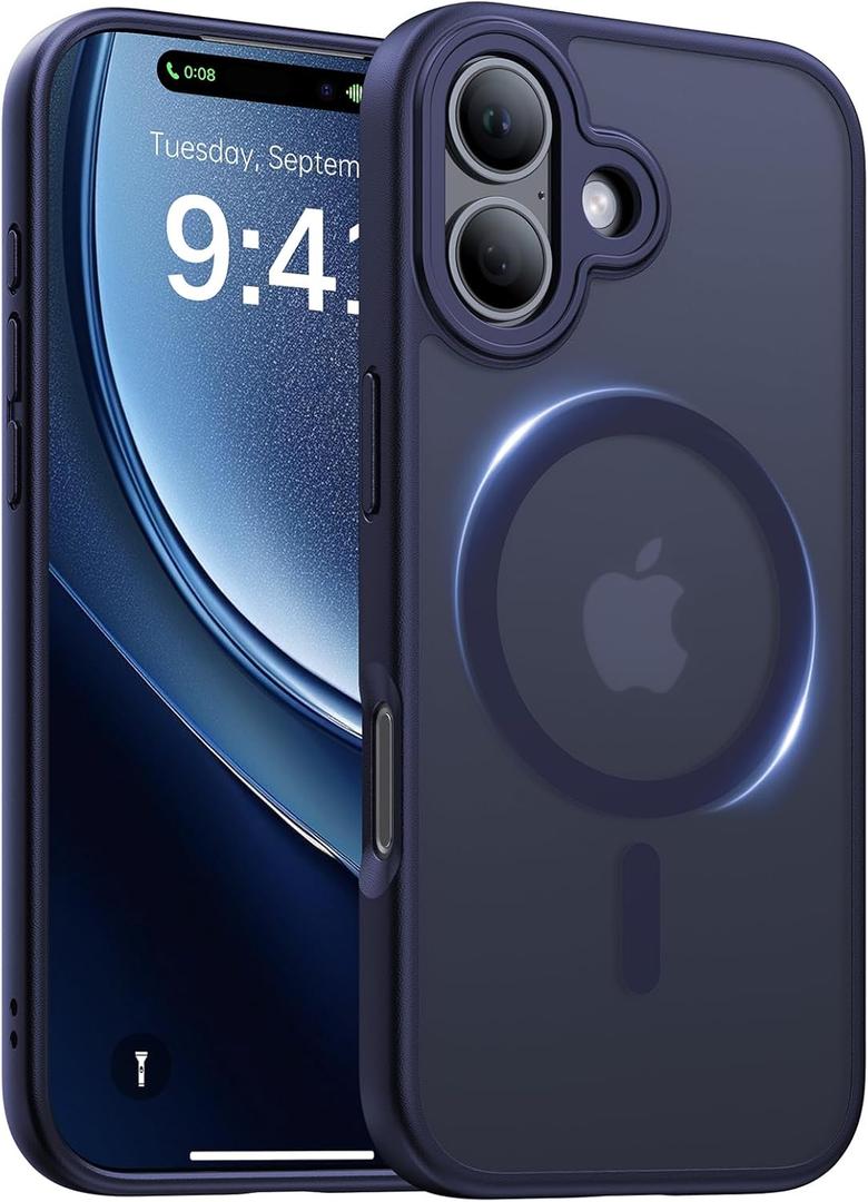 Magnetic for iPhone 17 Case,[Anti-Slip][Compatible with MagSafe][Military Grade Drop Protection] Shockproof Protective Translucent Matte Phone Case for iPhone 17 Case,Titanium Blue