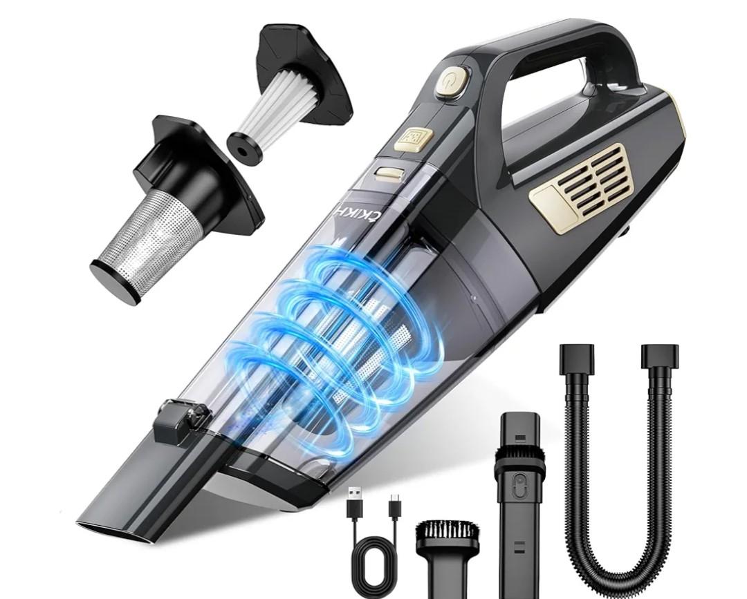 Handheld Vacuum Cordless, 15000PA Strong Suction Hand Held Car Vacuum Cleaner Portable with Multi-Nozzles & Washable Filter, Lightweight Dust Busters Rechargeable for Home, Car, Office, Pets