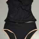 Eomenie Women's Tankini Swimsuits Two Piece Tummy Control Bathing Suit Color Block Slim Swimwear with High Waisted Bottom S