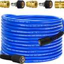 Pressure Power Washer Hose 50 FT x 1/4", Super Flexible Kink Resistant Car Washer Replacement with M22 Fittings & 3/8" Quick Connect Adapters for Ryobi Troy Bilt Flexzilla Greenworks & More, 4200PSI