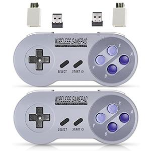 ZAMPAM Wireless Controller for Mini SNES (Classic Edition, Only Works with Original Mini SNES Gamepad with USB Wireless Receiver Compatible with Switch, Windows,iOS,Liunx,Android Device (2 Packs)