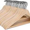 JS HANGER Wooden Coat Hangers, 30 Pack High Grade Wood Suit Hangers with Non Slip Pant Bar - Extra Smooth and Splinter Free, Unvarnished