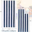 Exclusivo Mezcla 2 Pack Cotton Oversized 35x70 Inches Cabana Stripe Beach Towels, Super Absorbent Soft Plush Pool Bath Towel (Dark Navy)
