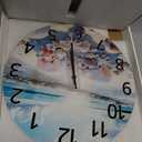 XNM 16 Inch Large Wall Clocks Battery Operated Coastal Shell Glass Clocks for Living Room Decor Blue Silent Wall Clock No Ticking