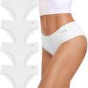 coskefy Womens Underwear Cotton Hipster Panties Soft Stretch Ladies Cheeky Bikini Briefs 4 Pack (White, M)