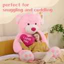 Tezituor Giant Teddy Bear 5Ft with Heart, Large Valentines Day Stuffed Animal, Pink I Love You Plush Toys for Kids Gift for Girlfriend