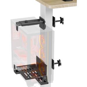 JOY worker Upgraded Under Desk PC Mount for Standing Desk, Clamp-On Desk Leg Computer Mount with Extra Protective Arms, Adjustable Computer Case CPU Holder Holds Up to 44lbs, Black