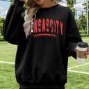 SFHFY Football Sweatshirt Women: Oversized Game Day Lightweight Shirt Football Team Fan Pullover Rugby Top (Black, L)