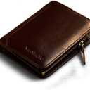 Men's Italian Genuine Cowhide Leather Extra Capacity RFID Bifold Wallet (4 Coffee with Zipper)