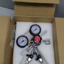 LUCKEG Dual Gauge Nitrogen Regulator - Draft Beer Nitrogen Keg Regulator with double 5/16" Outlet Barb 0-100 psi and 0-3000 psi pressure table Pressure Release Valve Free Worm Clamps CGA-580