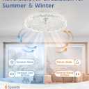 ZMISHIBO 19.7" Ceiling Fans with Lights, Low Profile Ceiling Fan and Remote, Flush Mount Ceiling Fans, Stepless Dimmable LED Light, White Fixtures for Bedroom, Living Room