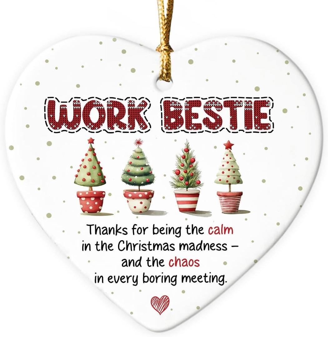 10 x Work Bestie Christmas Ornament 2025 - Unique Coworker Ornament for Christmas Tree, Work Bestie Gifts for Women, Men  Unique for Work Friends, Colleagues