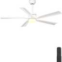 56" Ceiling Fan with Light, White Gold Ceiling Fan Remote Control - 3CCT, Quiet, Indoor Outdoor Ceiling Fans for Patios, Living Room, Kitchen
