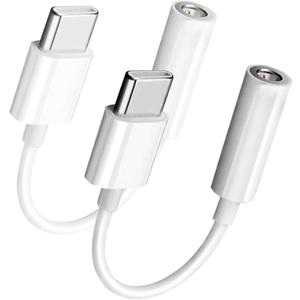USB C to 3.5mm Audio Headphone Jack Adapter for iPhone 16/16 Pro/15/Pro Max/Plus,USB C Aux Dongle Cable Cord Compatible with Samsung Galaxy S24 Ultra,MacBook,iPad,Note,Type C Devices 2 Pack