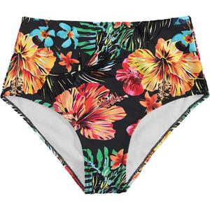 MakeMeChic Women's High Waisted Bikini Bottoms Floral Tropical Print Summer Swim Bottom (Medium, Black)