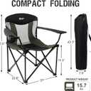 Portal Oversized Camping Chair Big and Tall Folding Camp Chair Portable Lawn Chairs Heavy Duty Foldable XXL Outdoor Camping Chair for Adults, Support Up to 600 lbs, Black/Grey